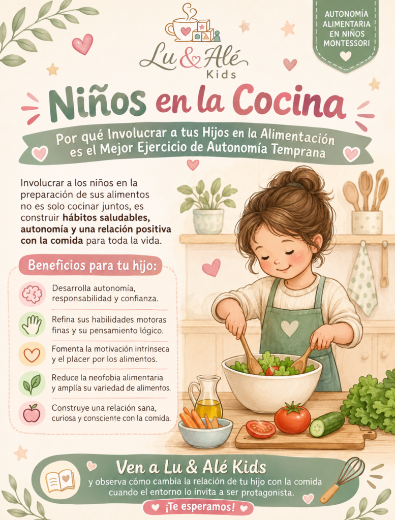 Autonomía alimentaria Montessori: niños en la cocina