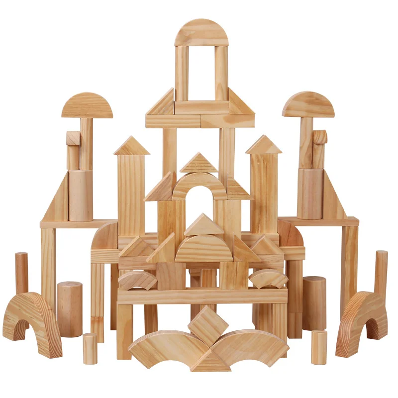 Set de Bloques Geométricos de Madera para Construir